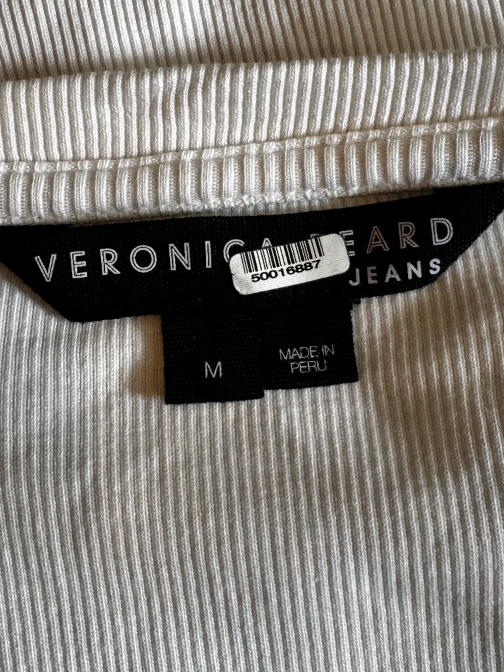 Veronica Beard Jeans Donovan White Ribbed Puff Sleeve Top M $198 - Picture 8 of 10